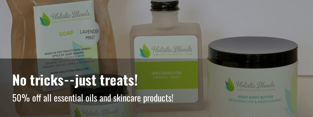 No tricks--just treats! 50% off all essential oils and skincare products!